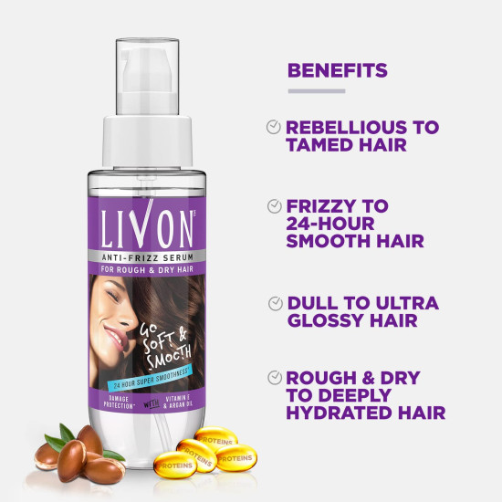 Parachute Advansed Jasmine Gold Non-Sticky Coconut Hair Oil & Livon Hair Serum - 24-hour Frizz-Free Smoothness