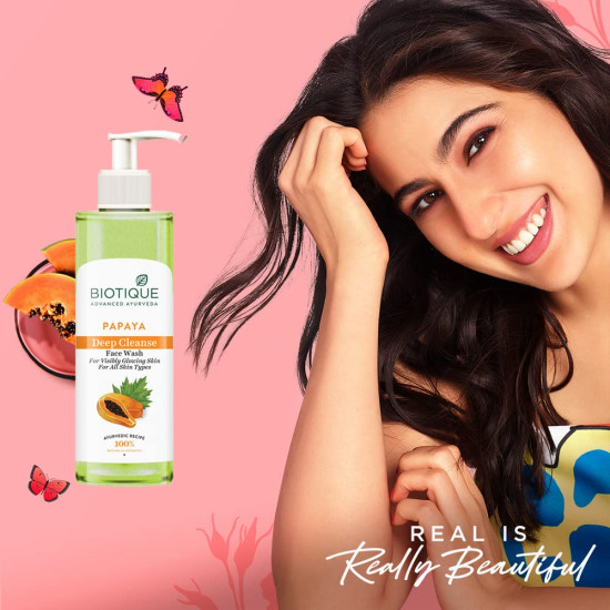 Biotique Papaya Deep Cleanse Face Wash - Gentle Exfoliation for Glowing Skin