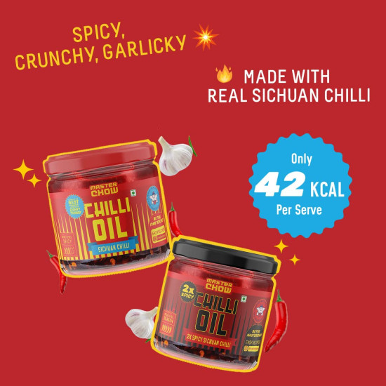 MasterChow Combo of Mild Chilli Oil Sauce & Double Trouble 2X Spicy Sichuan Chilly Oil Sauce - Authentic Sichuan Flavors