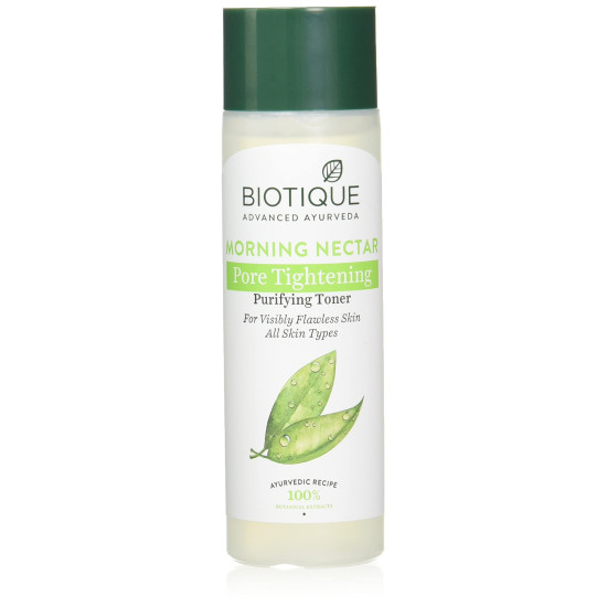 Biotique Morning Nectar Pore Tightening Purifying Toner - Flawless Skin for All Types