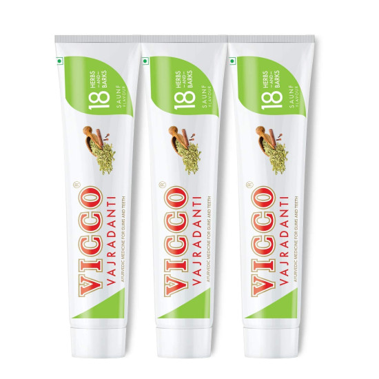 Vicco Vajradanti Ayurvedic Paste - Saunf Flavour, 18 Essential Herbs