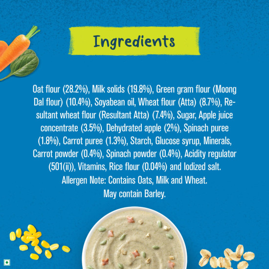 GERBER Cereals - Spinach & Carrot | Instant Cereal with Iron & Omega-3