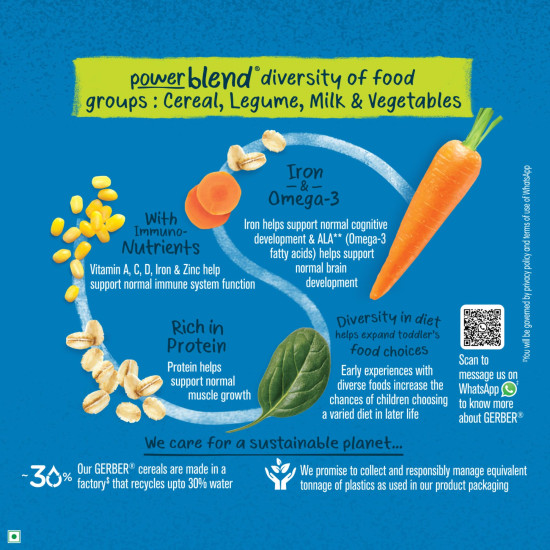 GERBER Cereals - Spinach & Carrot | Instant Cereal with Iron & Omega-3