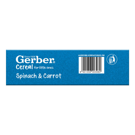GERBER Cereals - Spinach & Carrot | Instant Cereal with Iron & Omega-3
