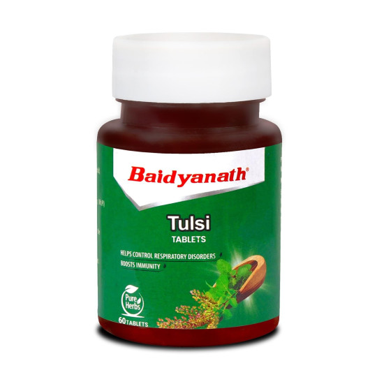 Baidyanath Tulsi Tablets - 60 Tab | Helps Boosts Immunity | Relieves Cough and Cold (Pack of 1)