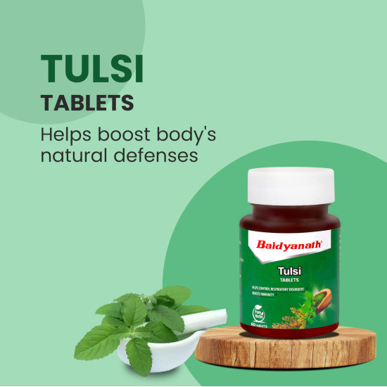 Baidyanath Tulsi Tablets - 60 Tab | Helps Boosts Immunity | Relieves Cough and Cold (Pack of 1)