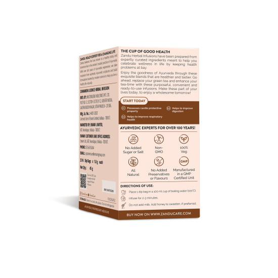 Zandu Cinnamon Licorice Herbal Infusion - Supports Healthy Sugar Levels & Heart Health