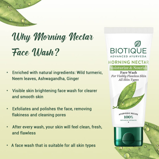Biotique Morning Nectar Moisturize & Nourish Face Wash - Flawless Skin Formula