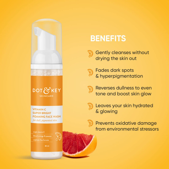DOT & KEY Vitamin C Super Bright Foaming Face Wash - Sulphate Free for All Skin Types