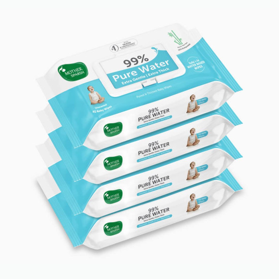 Mother Sparsh 99% Pure Water Baby Wipes Pack of 4 - Plant-Based Fabric
