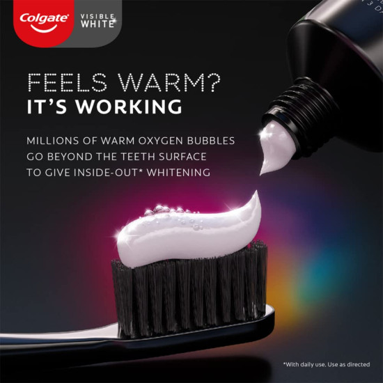 Colgate Visible White O2 Toothpaste & ZigZag Toothbrush - Revolutionary Whitening & Deep Cleansing
