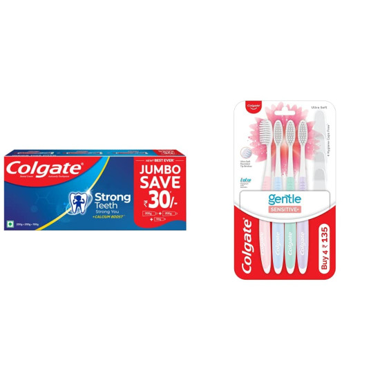 Colgate Strong Teeth Toothpaste & Sensitive Soft Bristles Toothbrush - Cavity Protection & Gentle Care Colgate Strong Teeth Toothpaste & Sensitive Soft Bristles Toothbrush - Cavity Protection & Gentle Care