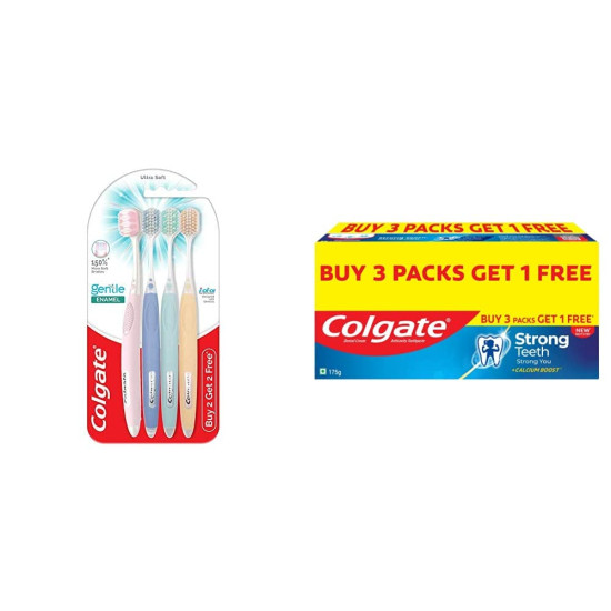 Colgate Gentle Enamel Ultra Soft Toothbrush & Strong Teeth Toothpaste - Sensitive Care & Calcium Boost