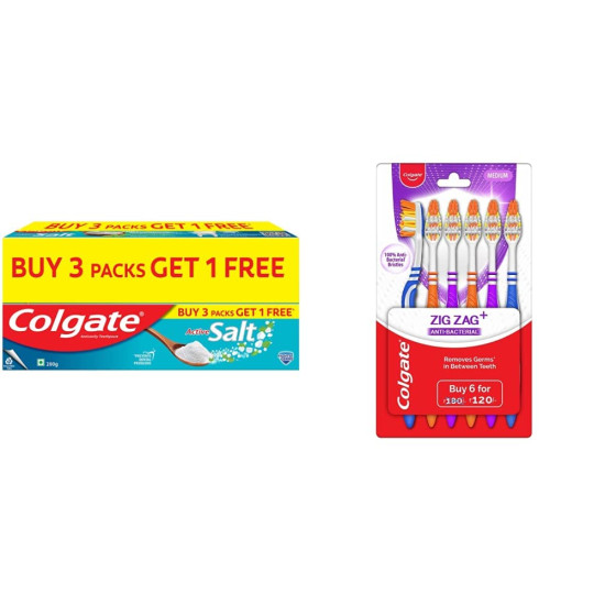 Colgate Active Salt Toothpaste & ZigZag Toothbrush - Superior Dental Care Colgate Active Salt Toothpaste & ZigZag Toothbrush - Superior Dental Care