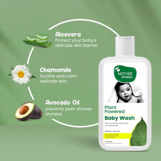 Mother Sparsh Plant Powered Natural Hydrating Baby Wash - Gentle and Nourishing