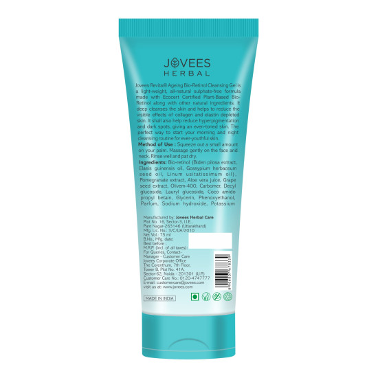 Jovees Herbal Bio-Retinol Revita Ageing Cleansing Gel - Anti-Aging Formula