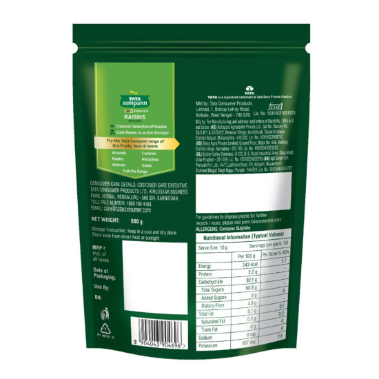 Tata Sampann Pure Raisins Seedless - Premium Quality 500g