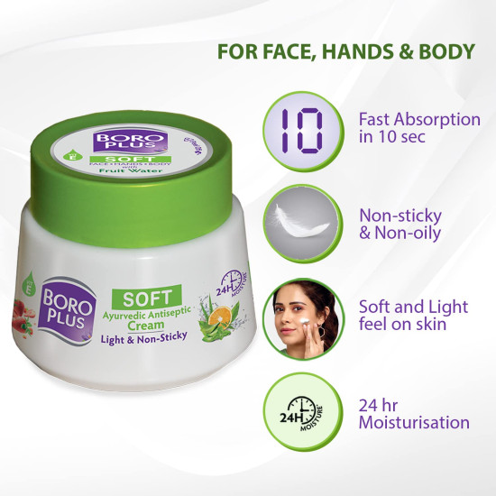 BoroPlus Soft Antiseptic Cream - Light & Non-Sticky Moisturizer