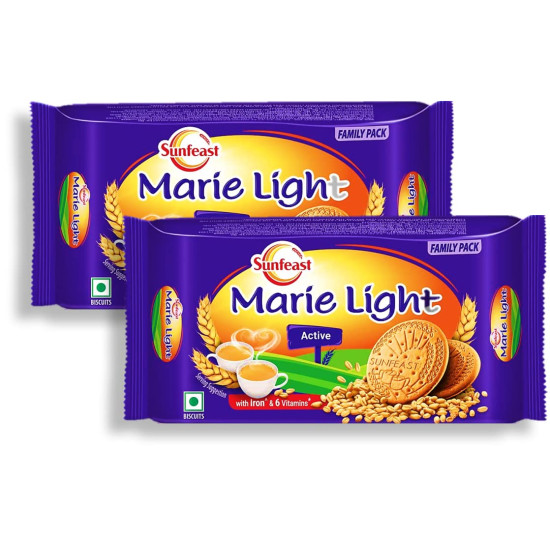 Sunfeast Marie Light Active 250g (Pack of 2) - Delicious & Healthy Snack