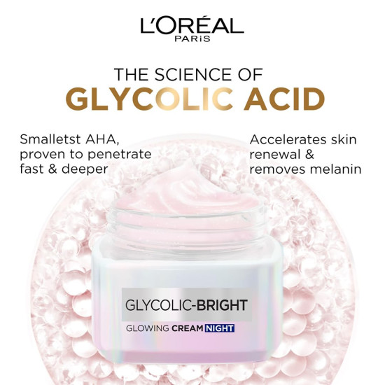 L'Oreal Paris Glycolic Bright Glowing Night Cream - Overnight Brightening