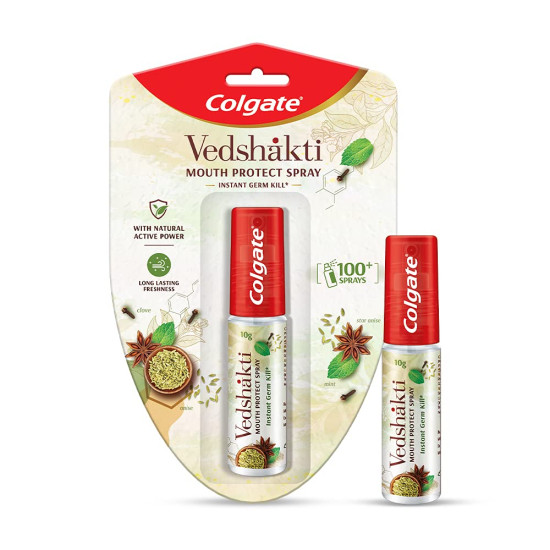 Colgate Visible White Teeth Whitening Toothpaste & Vedshakti Mouth Protect Spray - Dual Oral Care Pack