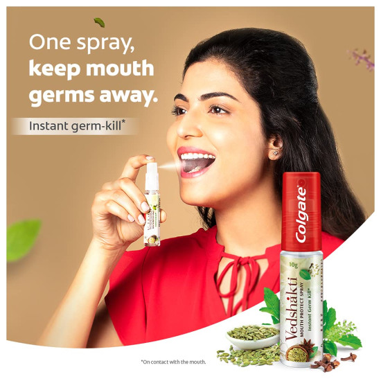 Colgate Visible White Teeth Whitening Toothpaste & Vedshakti Mouth Protect Spray - Dual Oral Care Pack