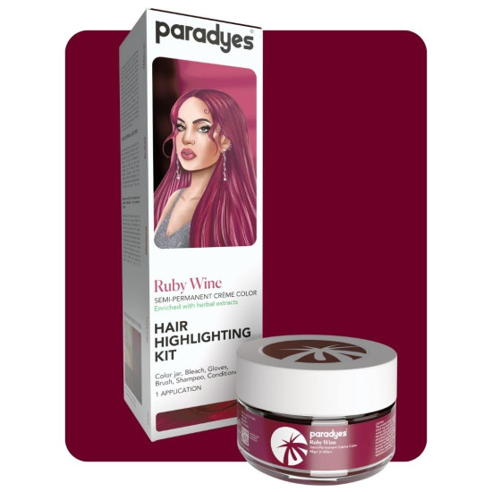 Paradyes Ruby Wine Semi-permanent Hair Color Kit - Ammonia Free & Herbal Paradyes Ruby Wine Semi-permanent Hair Color Kit - Ammonia Free & Herbal