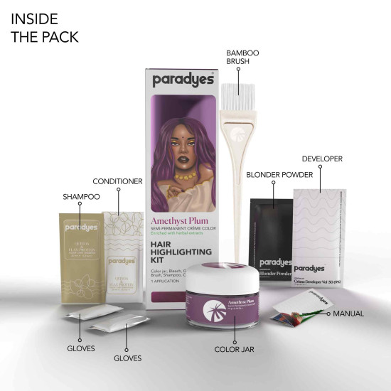 Paradyes Ammonia Free Amethyst Plum Hair Color Kit - Herbal Enriched