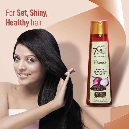 Emami 7 Oils In One Organics Onion Blackseed Hair Oil - Anti-Hair Fall & Ultra-Light