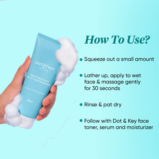 Dot & Key Deep Pore Clean Foaming Face Wash - Minimizes Pores & Controls Oil