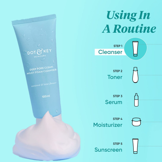 Dot & Key Deep Pore Clean Foaming Face Wash - Minimizes Pores & Controls Oil