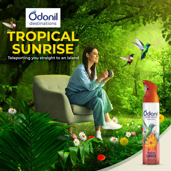 Odonil Destinations Room Air Freshener Spray 240ml - Tropical Sunrise | Long Lasting Fragrance
