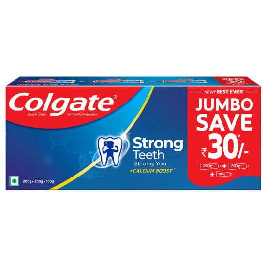 Colgate Strong Teeth & Ayurvedic Toothpaste with ZigZag Toothbrush - Ultimate Cavity Protection