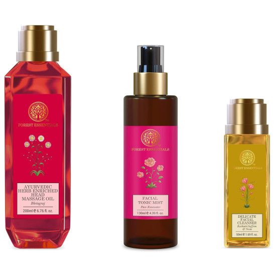 Forest Essentials Ayurvedic Herb Enriched Head Massage Oil & Skincare Set - Organic & Natural Forest Essentials Ayurvedic Herb Enriched Head Massage Oil & Skincare Set - Organic & Natural