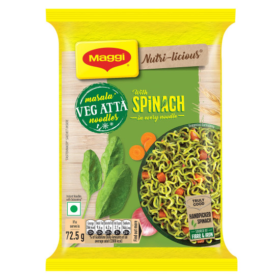 MAGGI Nutri-Licious Masala Veg Atta Noodles - Spinach Infused Delight