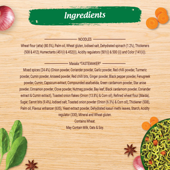 MAGGI Nutri-Licious Masala Veg Atta Noodles - Spinach Infused Delight