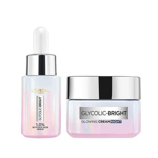 L'Oreal Paris Glycolic Bright Serum & Night Cream - Effective Dark Spot Treatment
