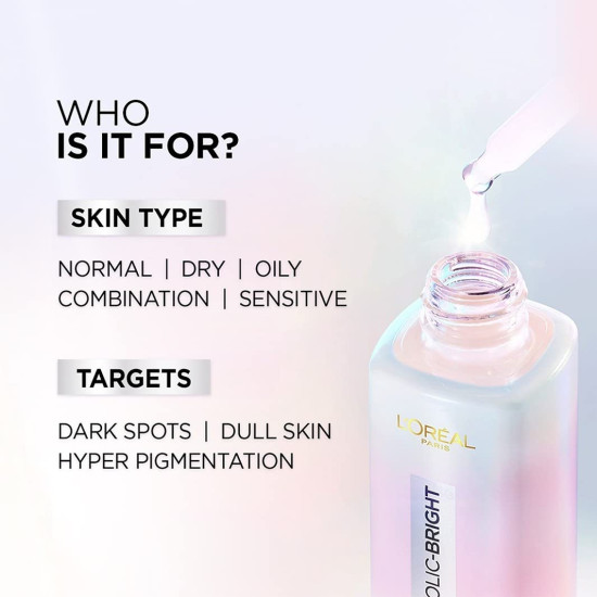 L'Oreal Paris Glycolic Bright Skin Brightening Serum & Day Cream - 1% Glycolic Acid for Dark Spots