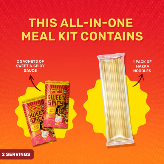 MasterChow Sweet & Spicy Noodle Kit - All-in-One Meal Kit with Hakka Noodles
