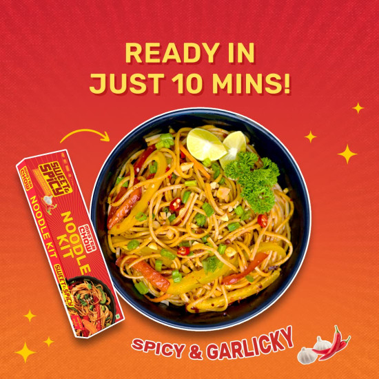 MasterChow Sweet & Spicy Noodle Kit - All-in-One Meal Kit with Hakka Noodles