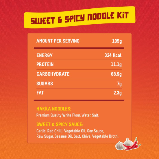 MasterChow Sweet & Spicy Noodle Kit - All-in-One Meal Kit with Hakka Noodles