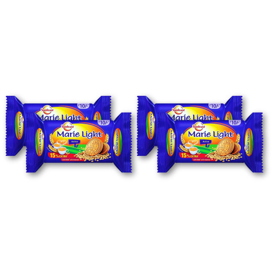 Sunfeast Marie Light Active 71.7g (Pack of 4) - Light & Crispy Biscuits