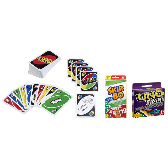 Mattel Uno Flip Side, Uno & Skip-Bo Card Games Set - Exciting Family Fun Mattel Uno Flip Side, Uno & Skip-Bo Card Games Set - Exciting Family Fun
