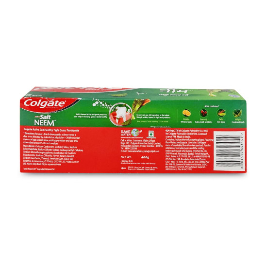 Colgate Active Salt Neem Toothpaste - Family Pack 400G - Germ Protection