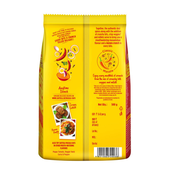Saffola Masala Oats Karara Crunch - Classic Masala with Crunchy Bits