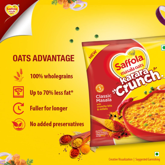 Saffola Masala Oats Karara Crunch - Classic Masala with Crunchy Bits
