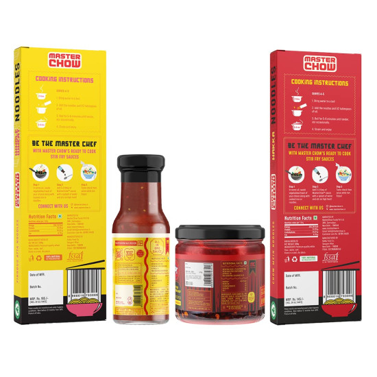 MasterChow Spicy Chowmein Pack - Extra Spicy Noodles with Chilli Garlic Sauce