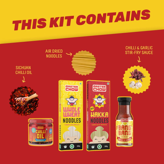 MasterChow Spicy Chowmein Pack - Extra Spicy Noodles with Chilli Garlic Sauce