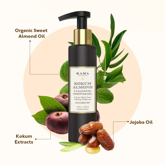Kama Ayurveda Kokum Almond Cleansing Shower Oil - Luxurious Vitamin A Enriched