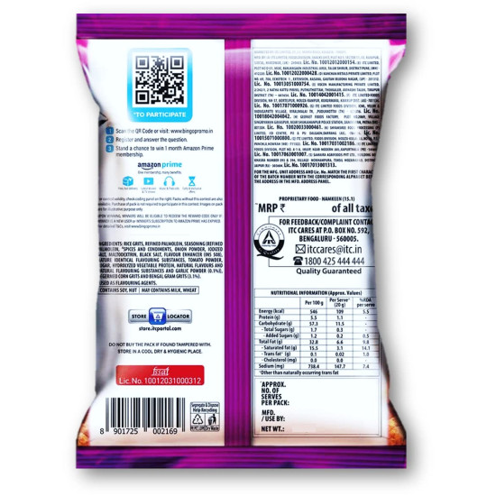 Bingo Tedhe Medhe Masala Tadka 45g - Spicy Snack Delight